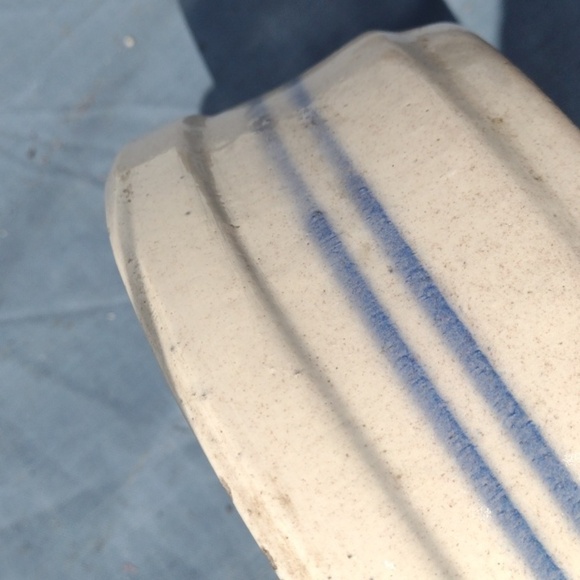 Handcrafted Ceramic Early Bowl with Blue Stripes - Picture 2 of 3